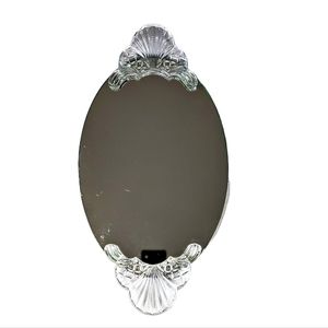 Hollywood Regency Style Oval Vanity Mirror With Lucite Handles